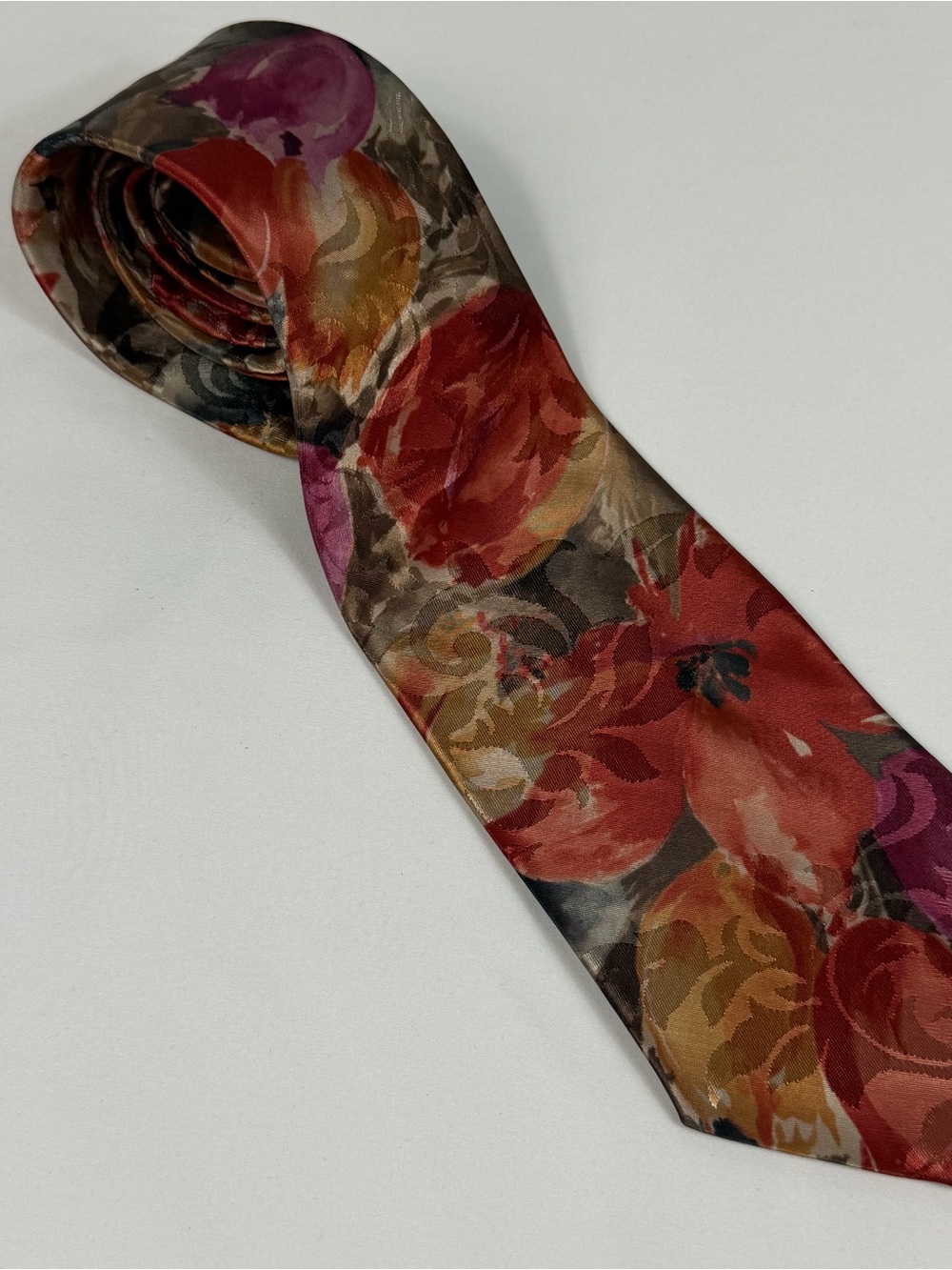 Wembley Floral Watercolor Necktie Autumn Multicolor Wide 58” Made in USA
